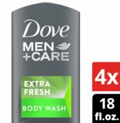 DOVE MEN + CARE Body Wash Extra Fresh for Men's Skin Care Body Wash Effectively Washes Away Bacteria While Nourishing Your Skin, 18 Fl Oz (Pack of 4) Cheapest Price