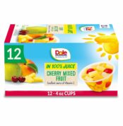 Dole Fruit Bowls Cherry Mixed Fruit in 100% Juice, Back To School, Gluten Free Snack, 4oz, 12 Total Cups, Packaging May Vary Best Price