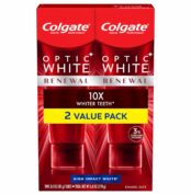 Colgate Optic White Renewal Teeth Whitening Toothpaste with Fluoride, 3% Hydrogen Peroxide, High Impact White, Mint - 3 Ounce (2 Pack) Best Price