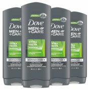 DOVE MEN + CARE Body Wash Extra Fresh for Men's Skin Care Body Wash Effectively Washes Away Bacteria While Nourishing Your Skin, 18 Fl Oz (Pack of 4) Best Price