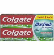 Colgate Max Fresh Whitening Toothpaste with Mini Breath Strips, Clean Mint - 6 ounce (2 Pack) Best Price