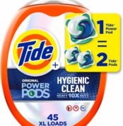 Tide Power PODs Hygienic Clean Heavy Duty Liquid Laundry Detergent Pacs HE Compatible 45 Count Hypoallergenic Free and Clear of Dyes and Perfumes For Visible and Invisible Dirt Best Price