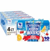 Capri Sun Roarin' Waters Fruit Punch Wave Naturally Flavored Water Kids Beverage (40 ct Pack, 4 Boxes of 10 Pouches) Best Price